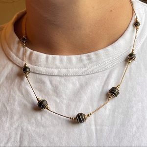 Vintage black bead necklace